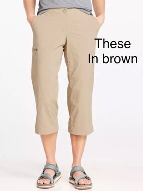 L.L. Bean Taupe Women's Cropped hiking cargo Pants 5 pockets size 10 Petite